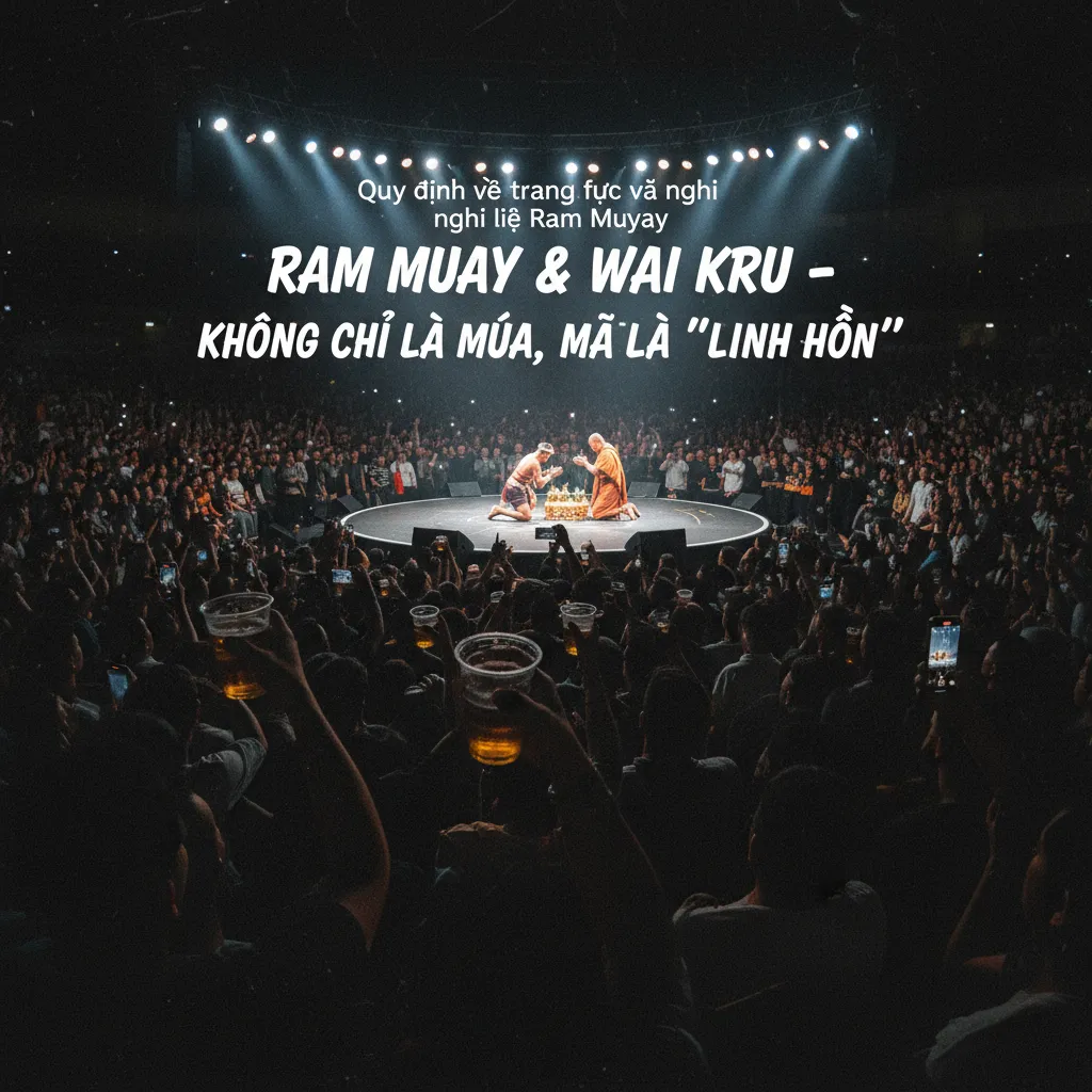 Một võ sĩ đang thực hiện điệu múa Ram Muay trên võ đài