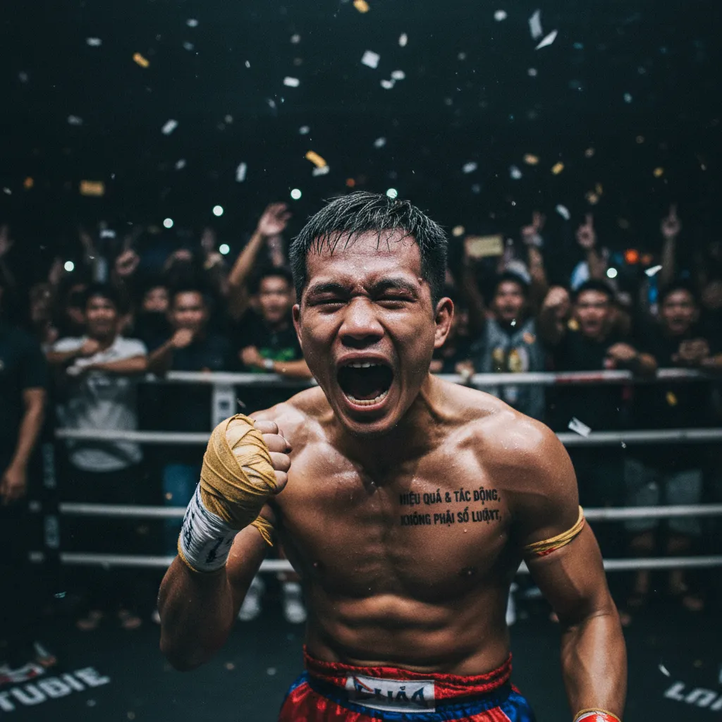 Một cú đá vòng cầu uy lực thể hiện sức mạnh và kỹ thuật trong Muay Thái